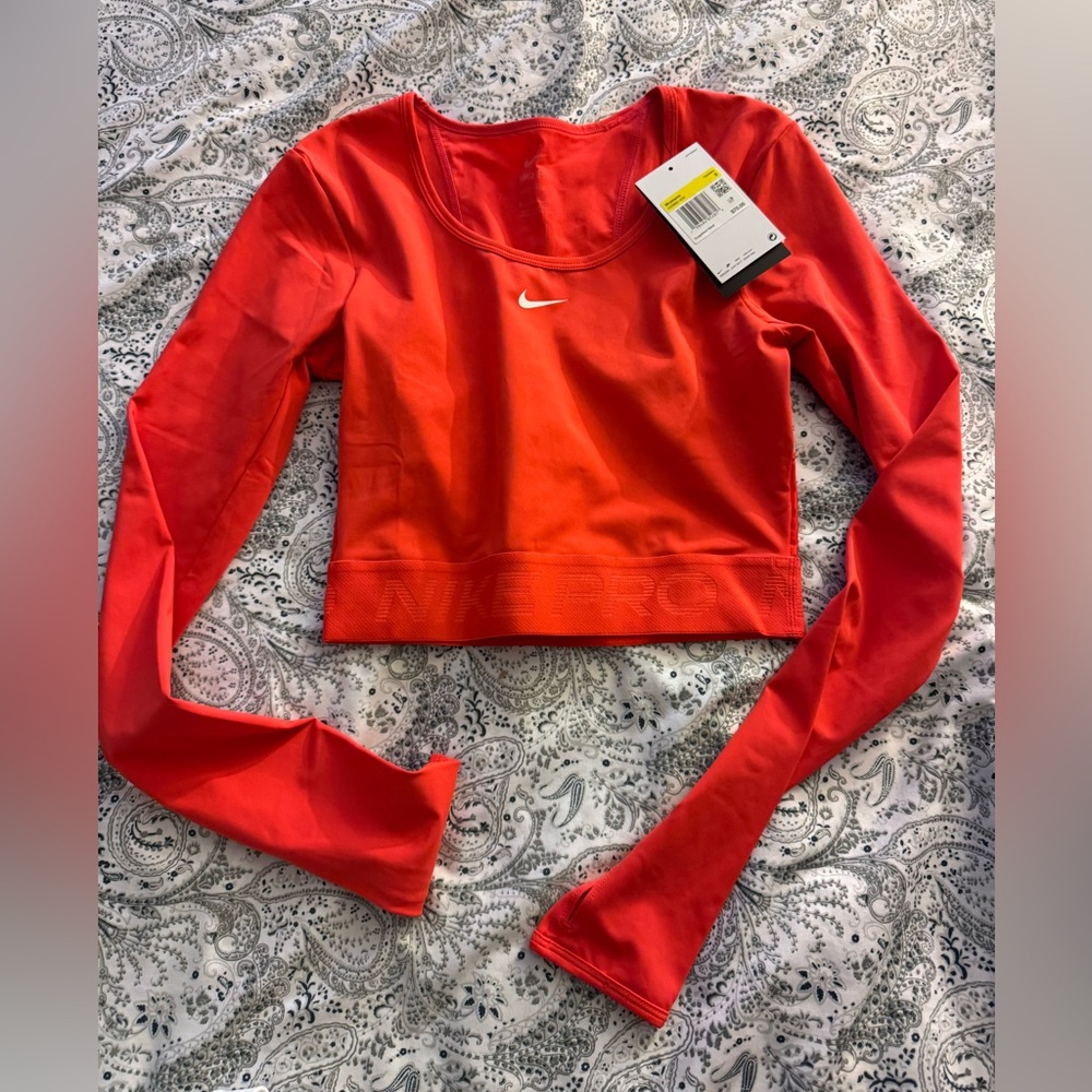Nike PRO Women's Deep Orange Long Sleeve Top